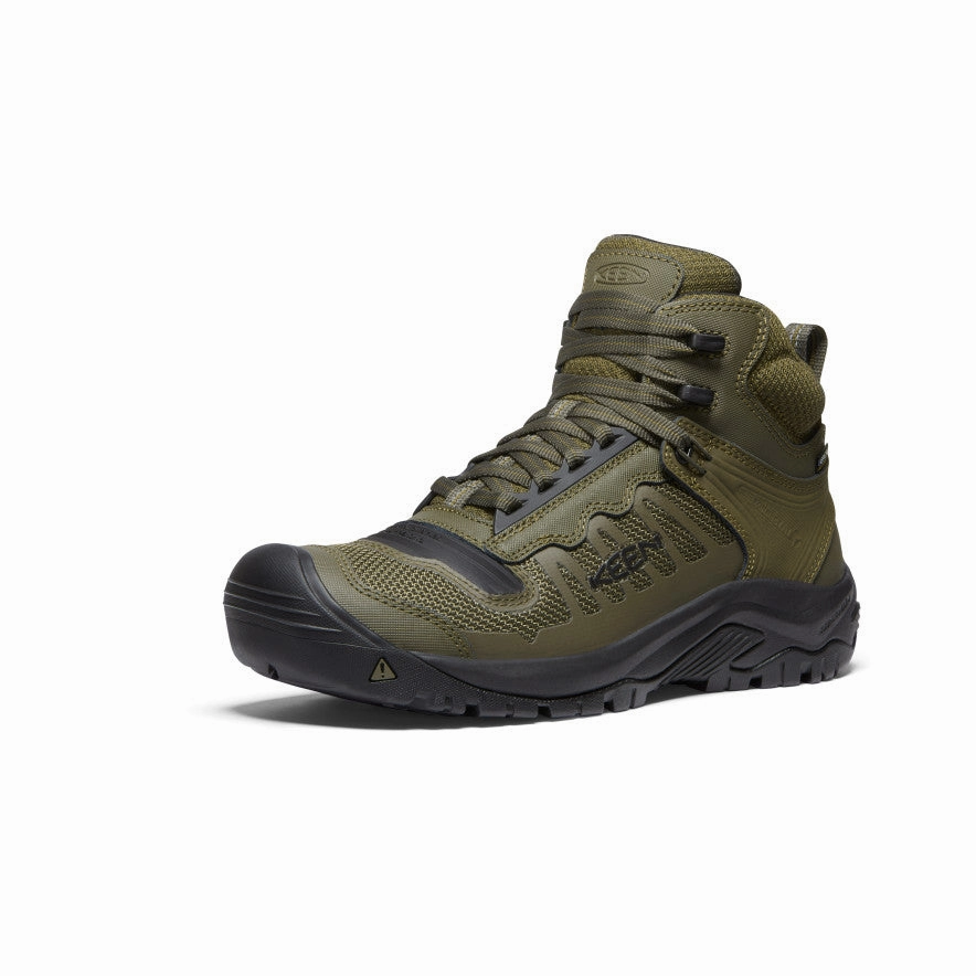 Buckle Shine Trek Ready Men's Reno Waterproof Mid (Soft Toe)  |  Dark Olive/Black