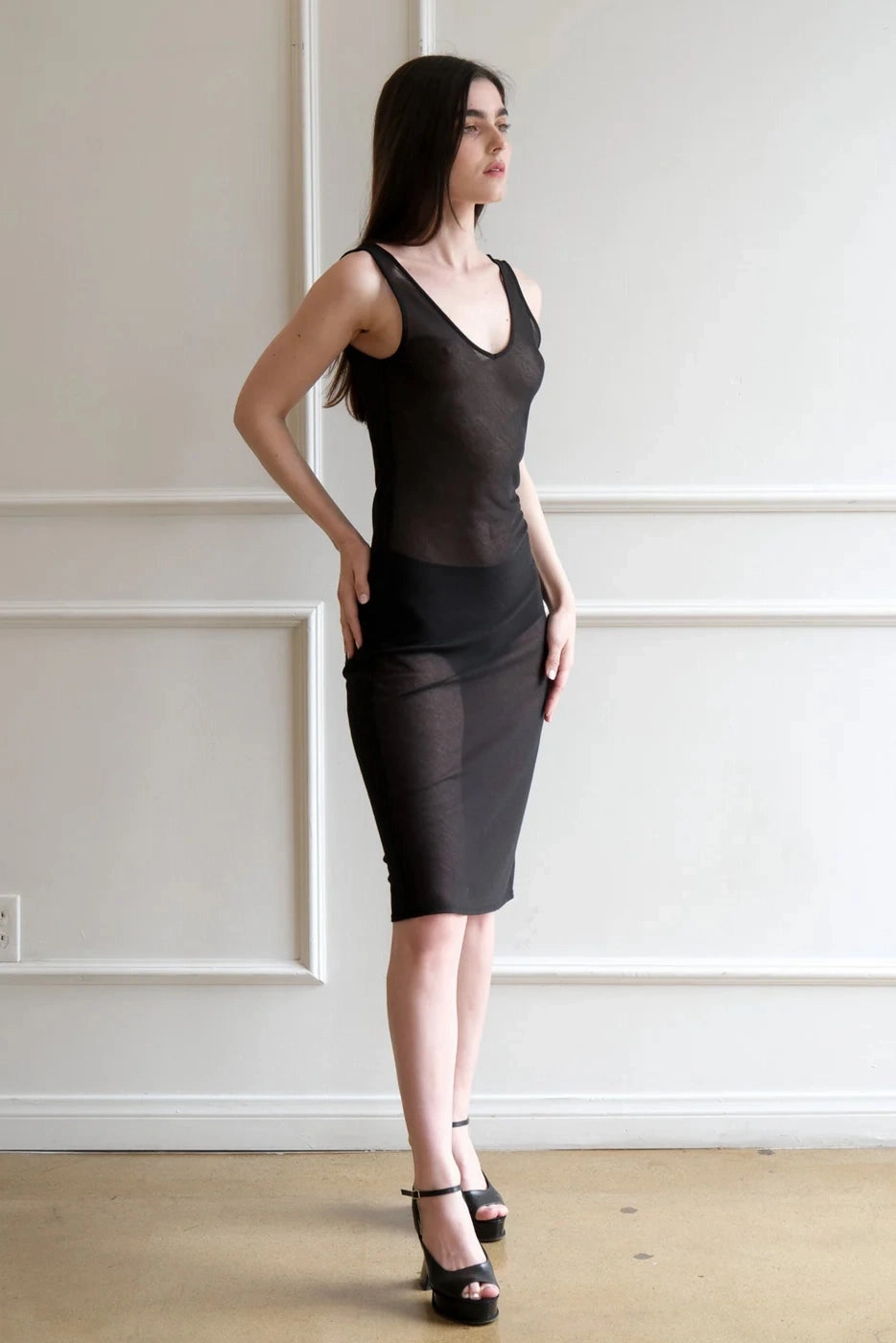 Sheer Panel Noah Slip Dress