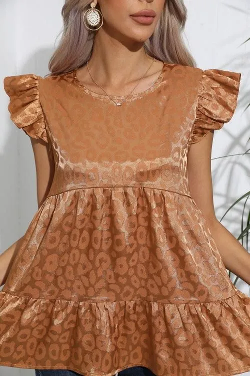 WindproofBarrierTechnology EcoCertified FRILL SLEEVE PATTERNED JACQUARD TUNIC TOP