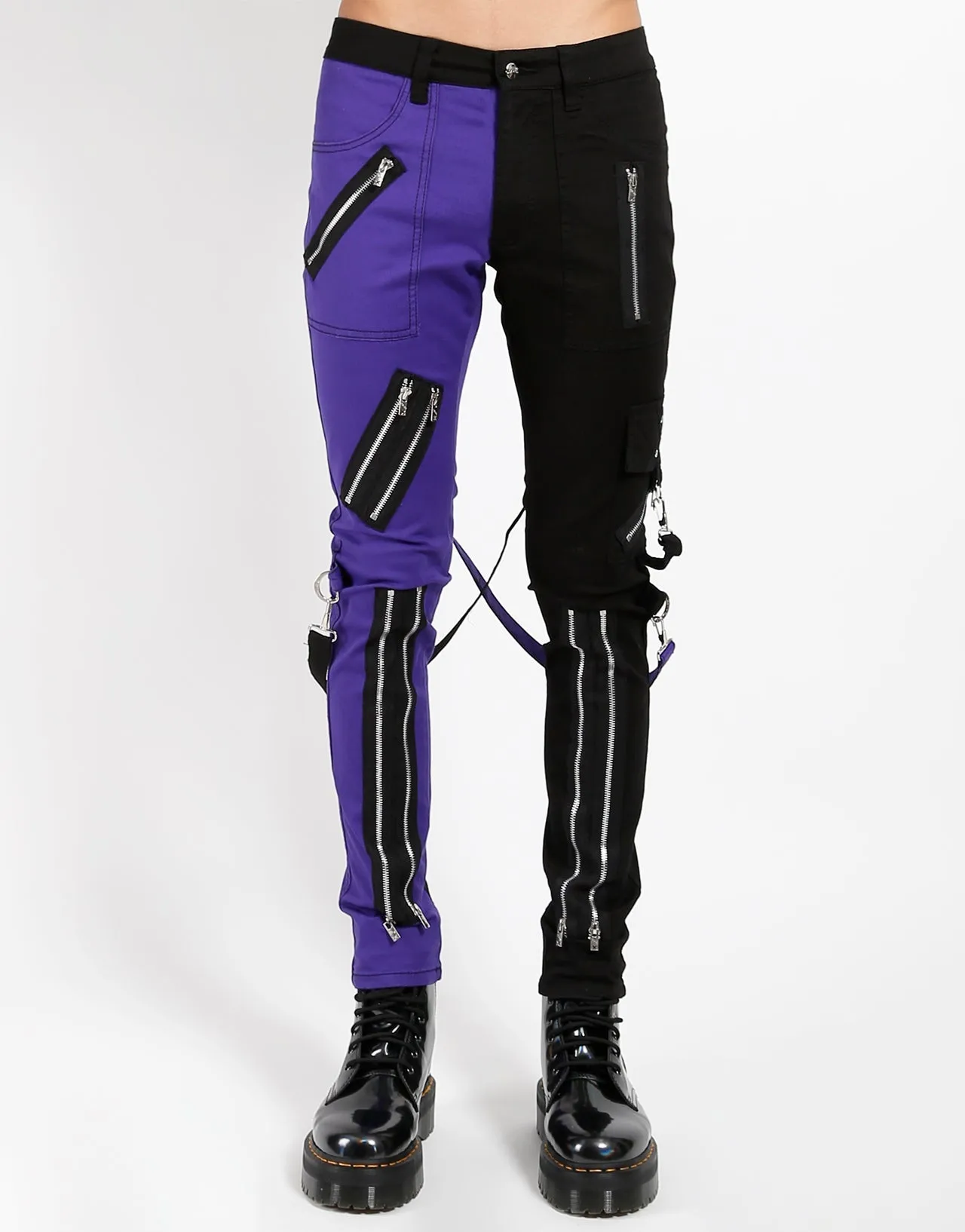 FlexFoamPadding luxe feel SPLIT LEG BONDAGE PANT BLK PURPLE