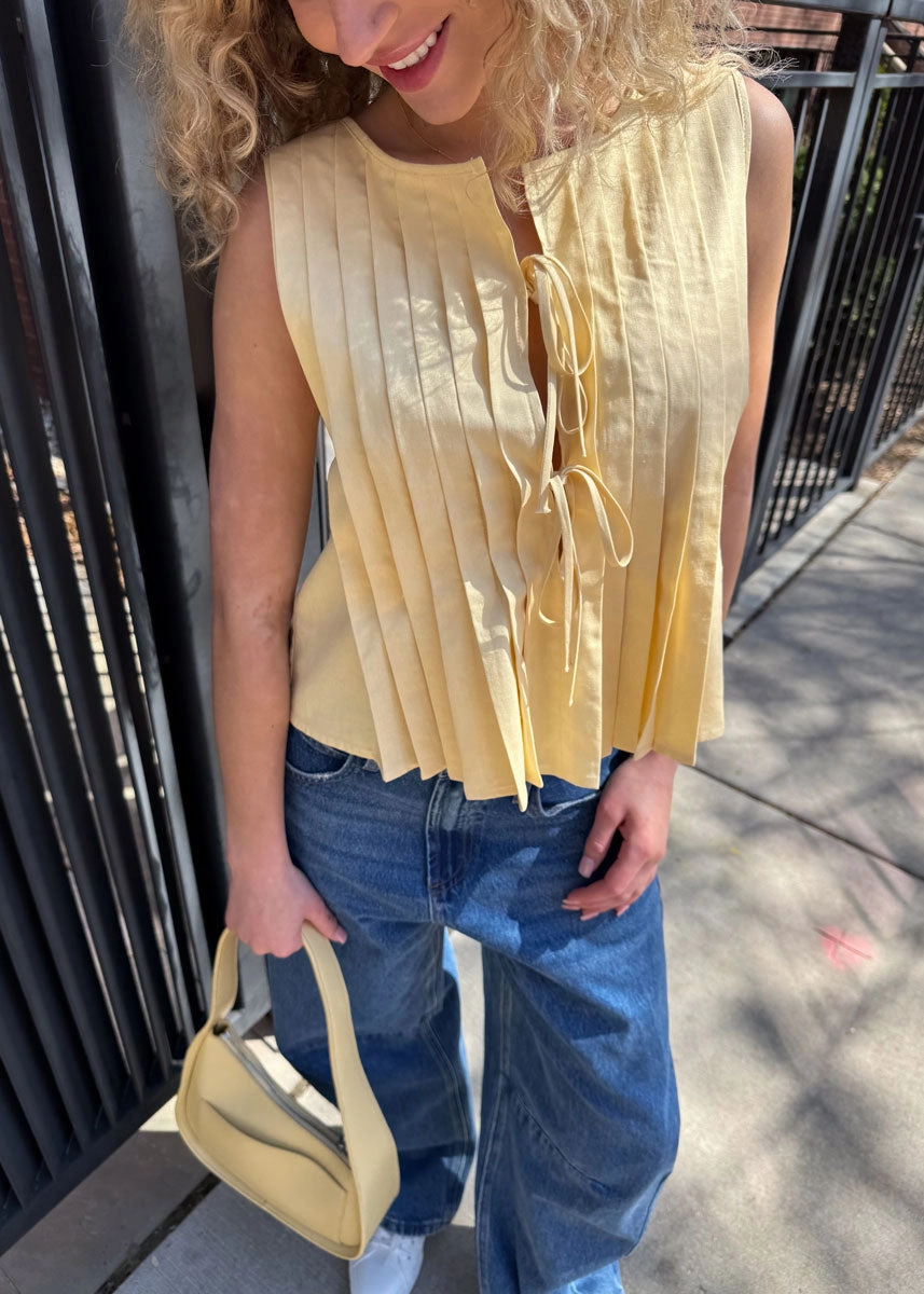 Biodegradable material Kali Linen Top - Yellow