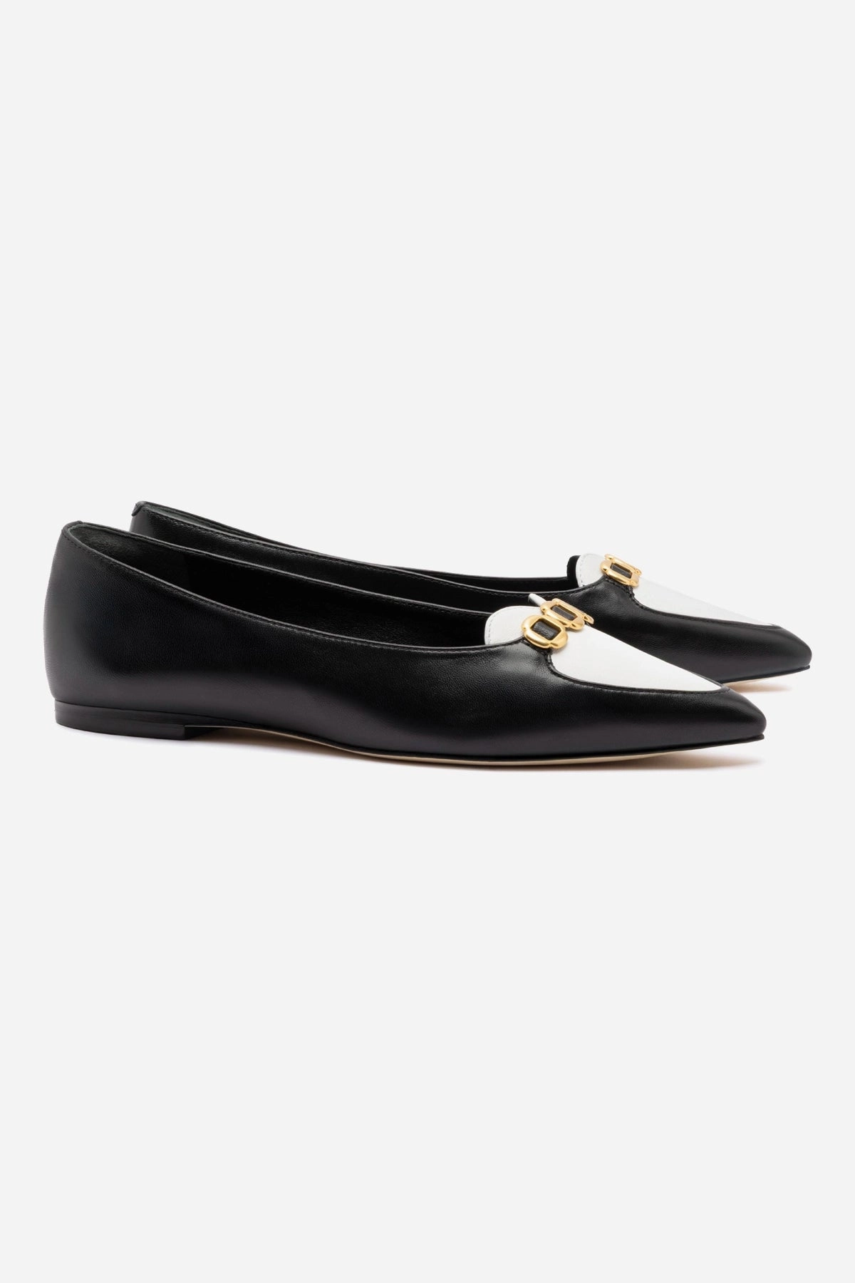 Audrey Flat In Black and White Leather Comfortable fit Romance Walk