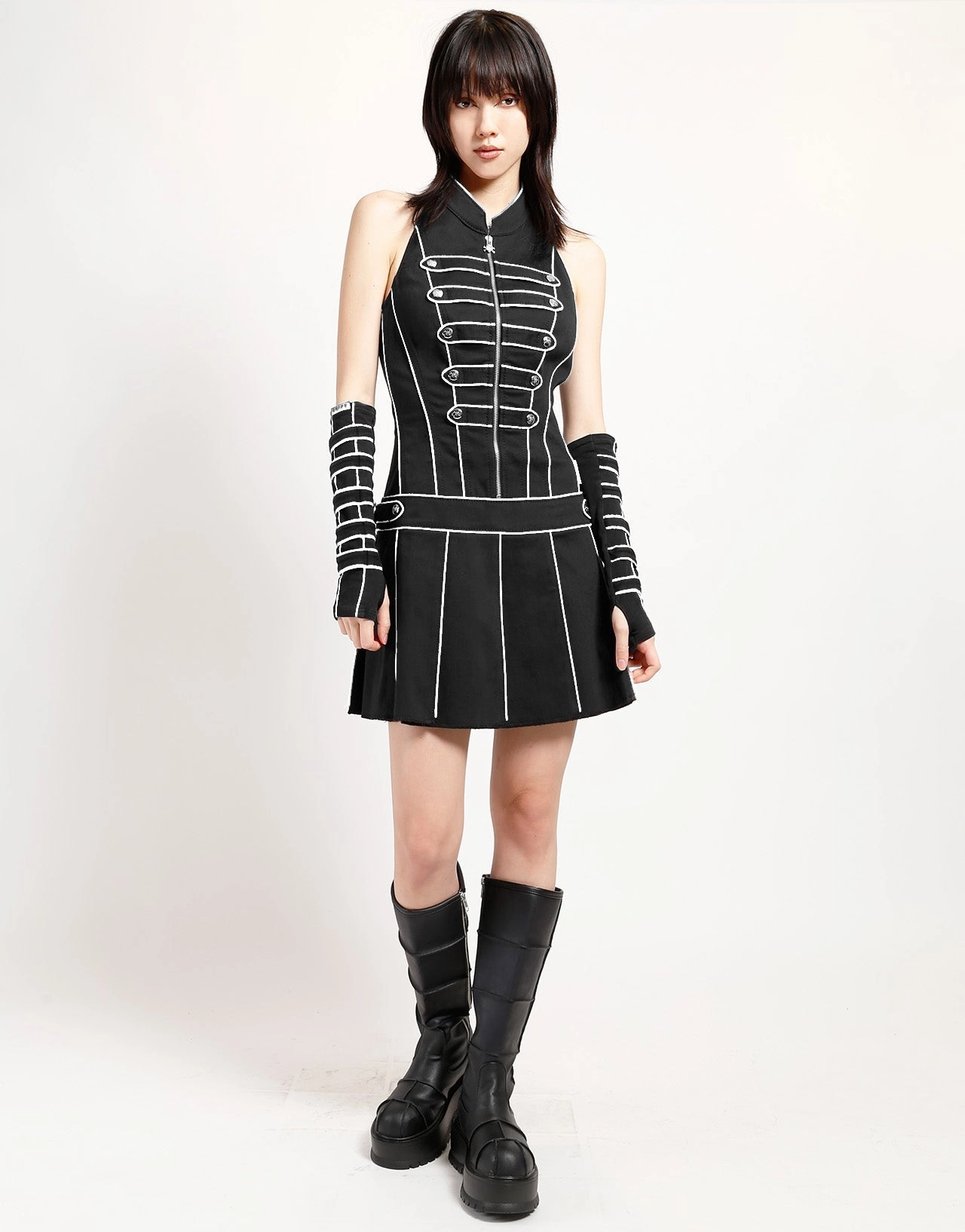 BAND DRESS WHITE Bow Soft Sleek and Sleek