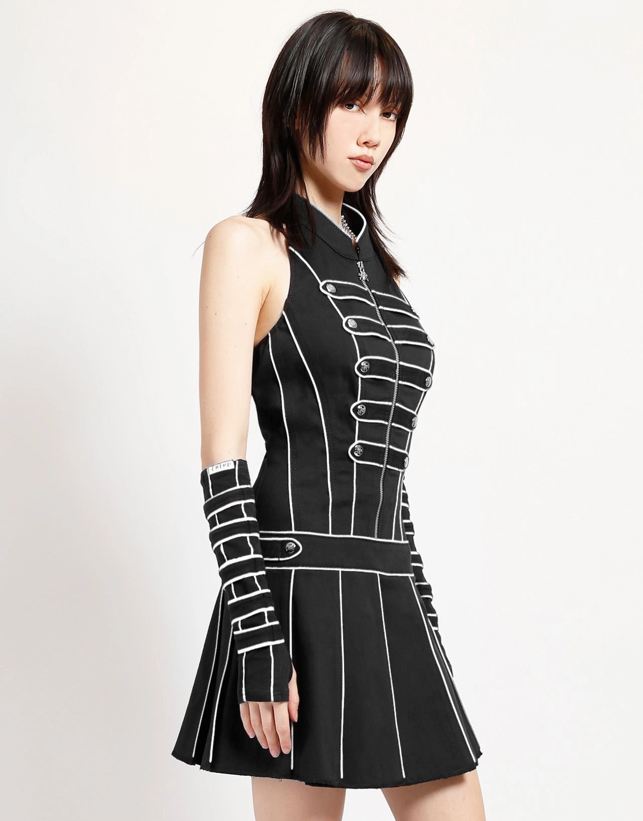 Long Sleeve Shirt Warm Fabric BAND DRESS WHITE