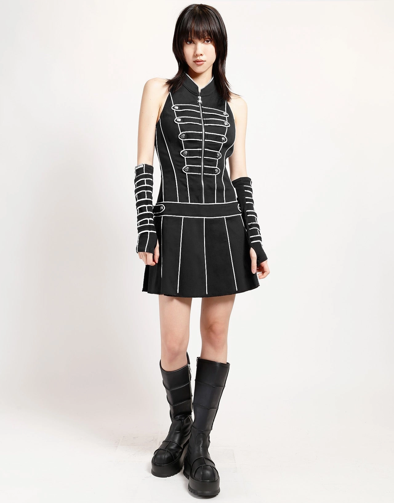 RecycledPolyesterBlend FlexibleElasticatedEdging BAND DRESS WHITE