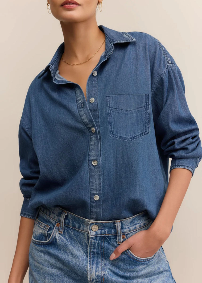 Atwood Denim Shirt - Medium Indigo EcoFriendly Dye