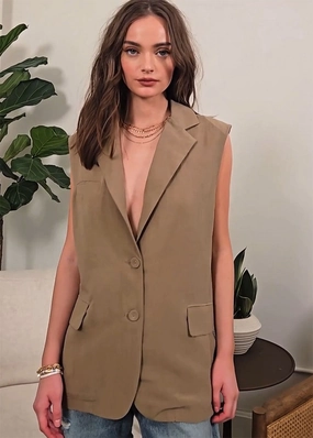 Versatile Layering Piece Lizzie Vest - Bark