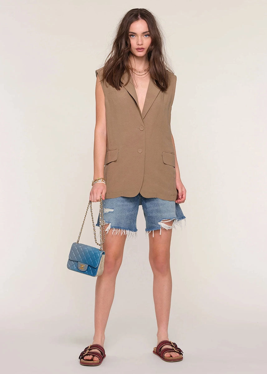 Lizzie Vest - Bark DoubleStitched Hemming