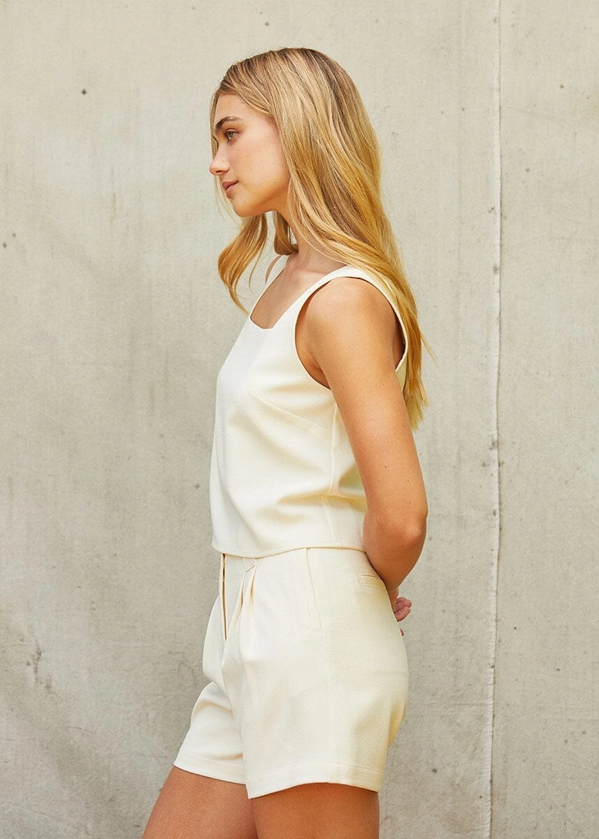 Simkai Trouser Shorts - Cream Soft Lines