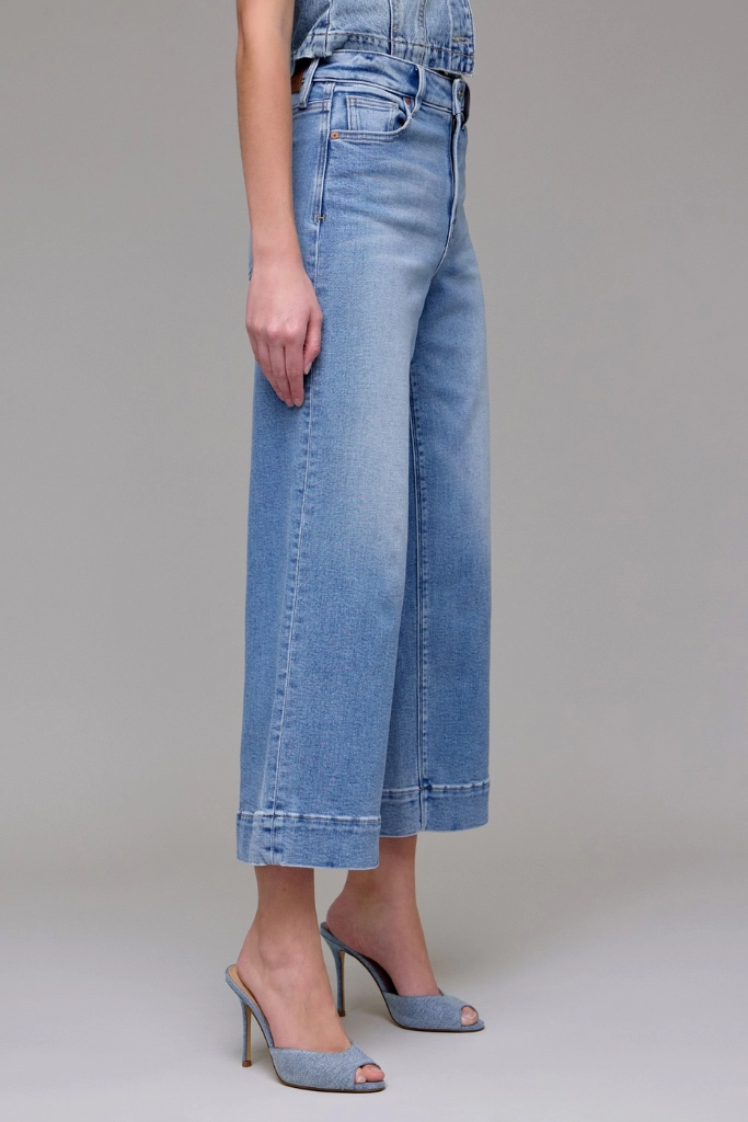 Total Comfort Layered Knee Panels Nori High Rise Wide Leg Crop Jean