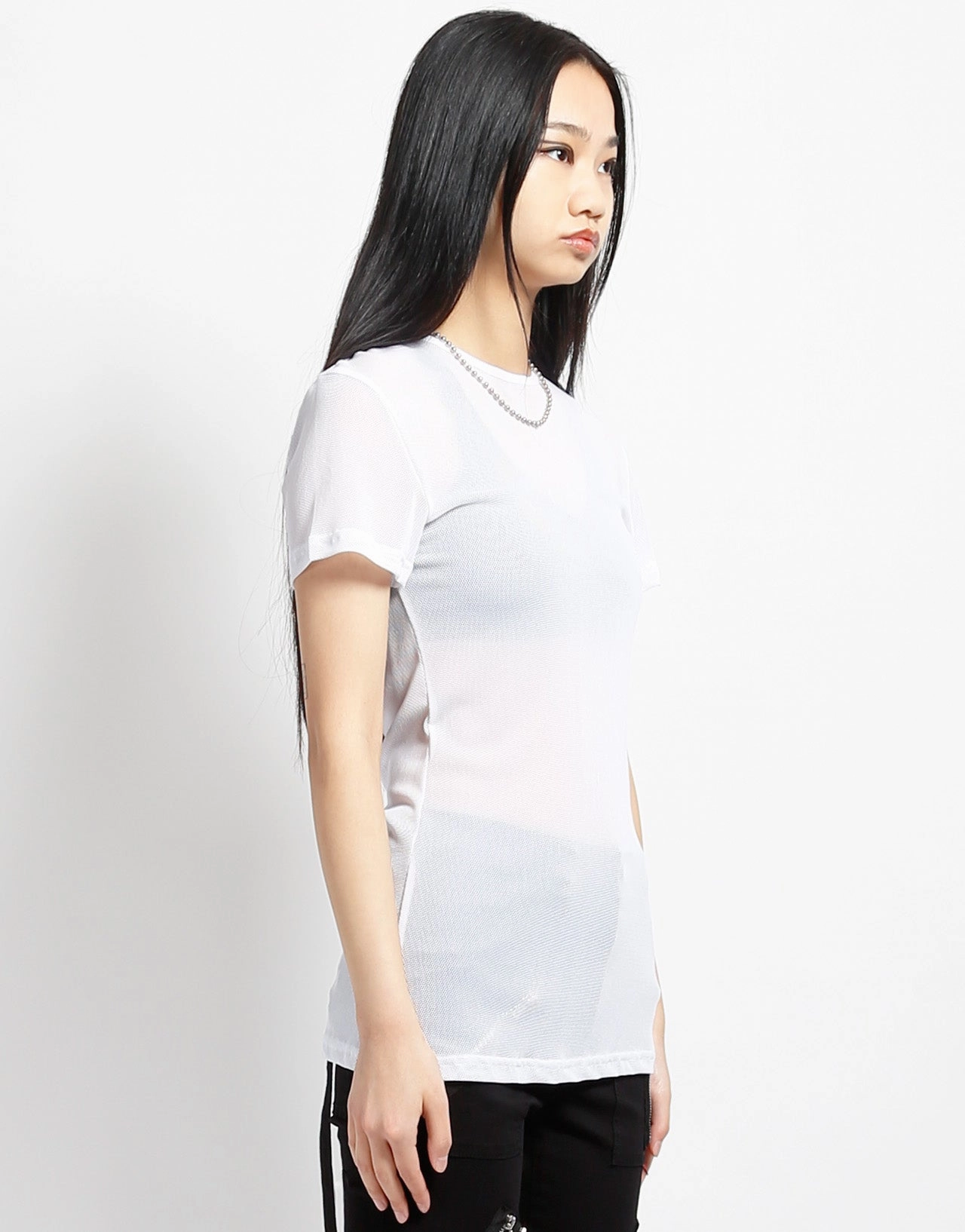 SHORT SLEEVE FISHNET WHITE Zero Waste Cut Pattern