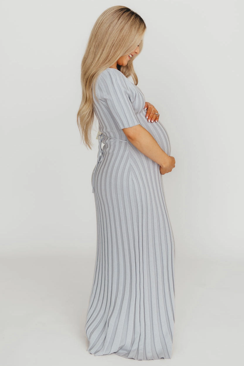 Timeless elegance Oakley Ribbed Maxi Dress in Light Blue - Bump Friendly *Final-Sale*