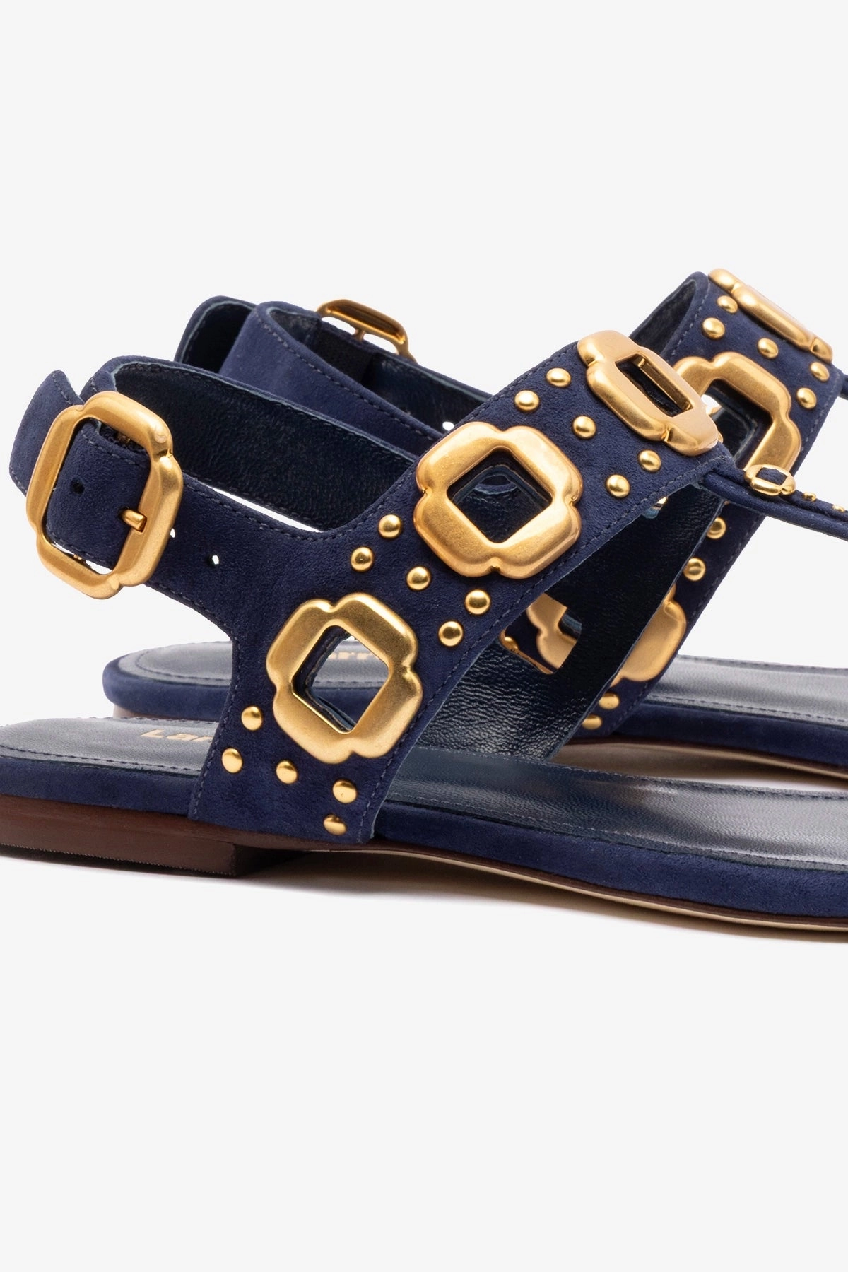 Milan Studs Thong Sandal In Navy Suede All Purpose