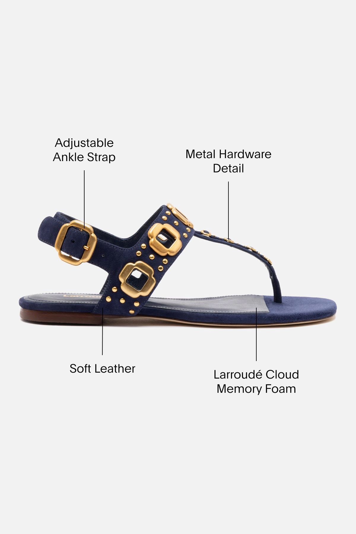 Happy Feet Design Tree Glow Milan Studs Thong Sandal In Navy Suede