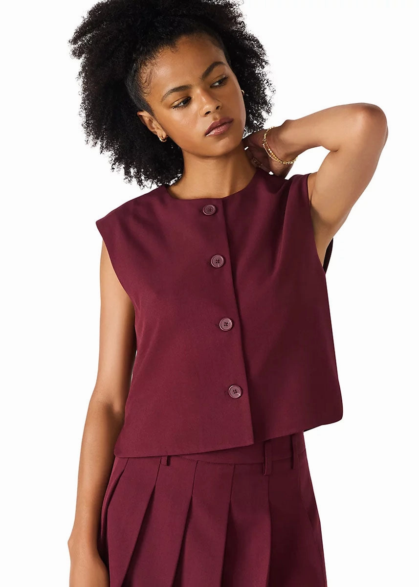 Alessa Top - Wine Comfortable Cut Basic Sweatshirt