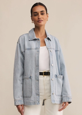 AdjustableDrawcordHem Eco Friendly Fabric On The Road Denim Jacket - Faded Indigo
