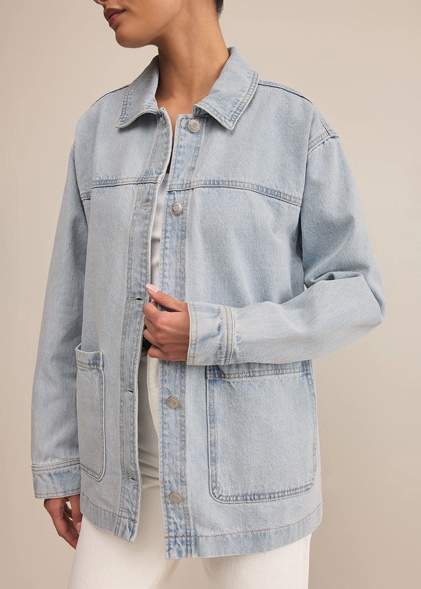 On The Road Denim Jacket - Faded Indigo Checkered Style Ripstop Technology