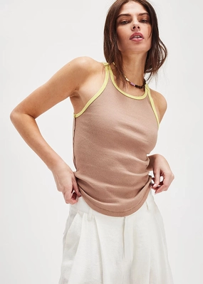 Only 1 Ringer Tank - Praline Sunshine Combo Simple Dress Eco Friendly Blend