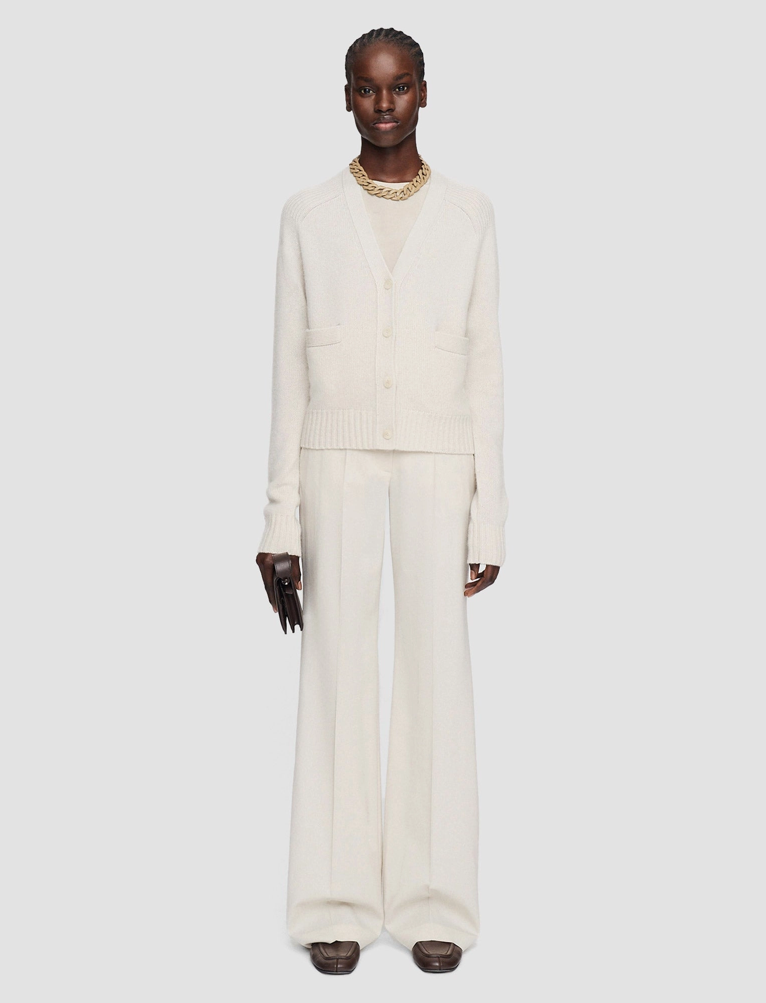 Layered Knit Design Layered Stitch Detail Open Cashmere Cardigan