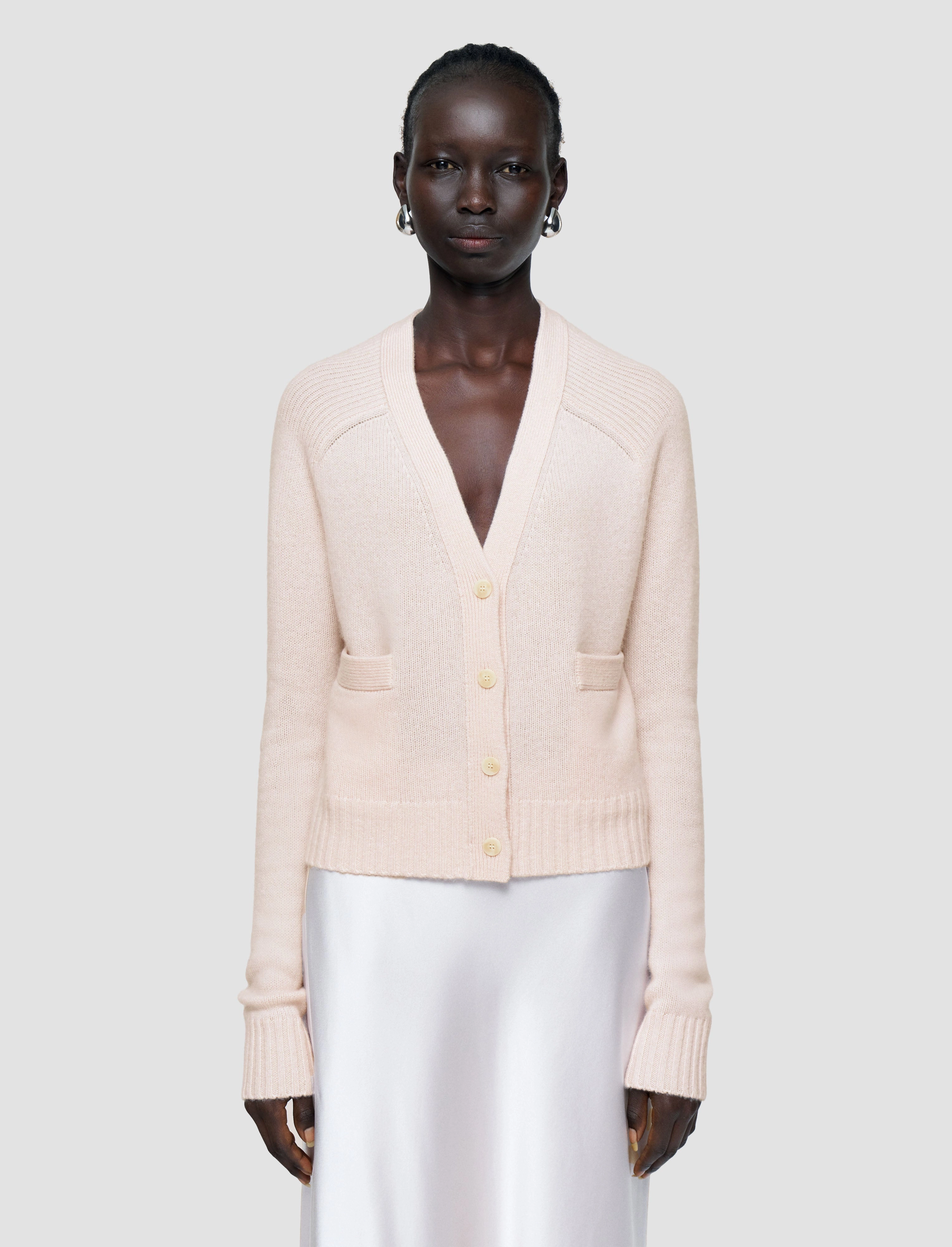 Open Cashmere Cardigan Fashion Ease Ribbed Hem Detail