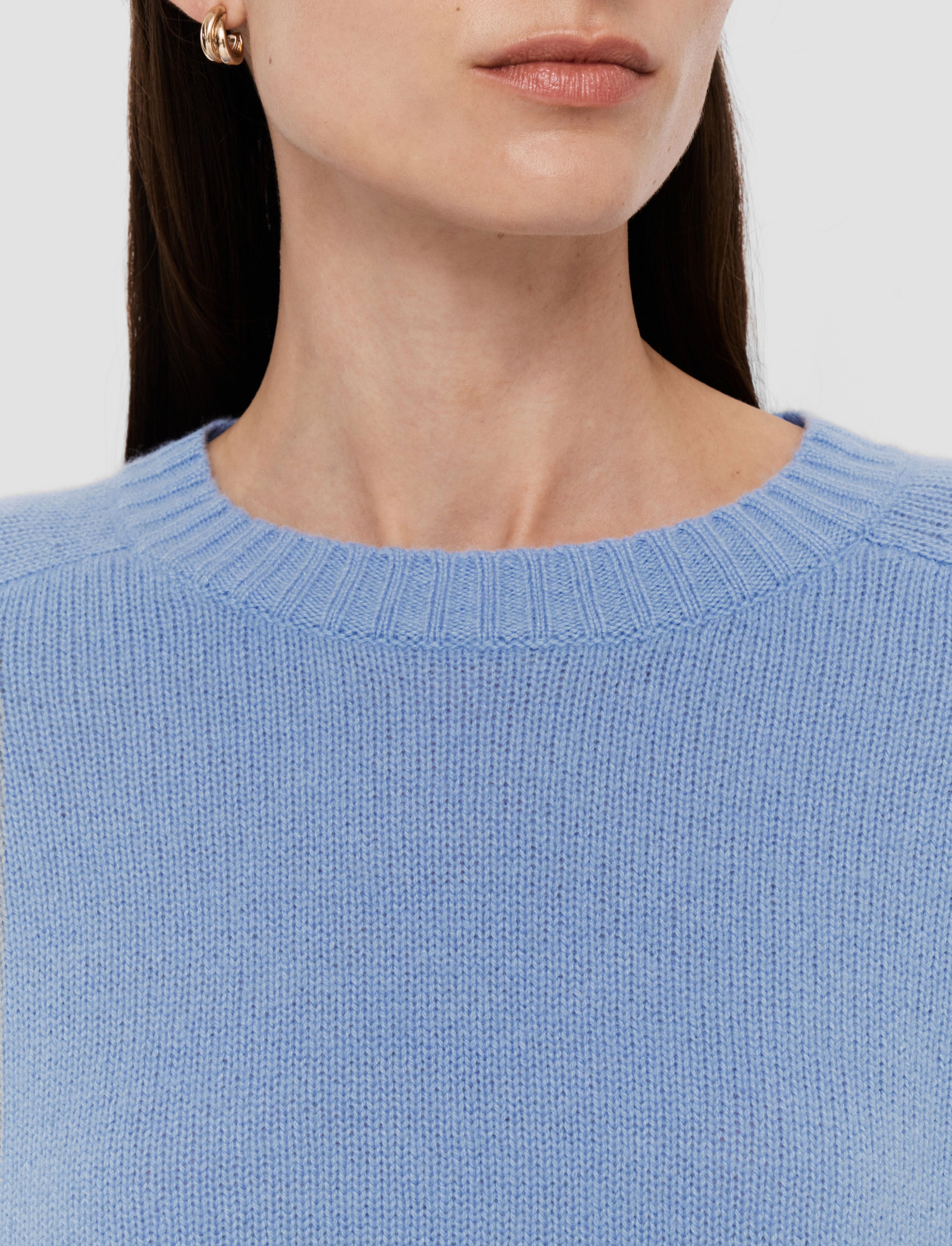 Breathable fabric Contrast Stitch Open Cashmere Round Neck Jumper