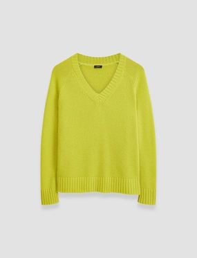 Open Cashmere V Neck Jumper Drop Shoulder Design