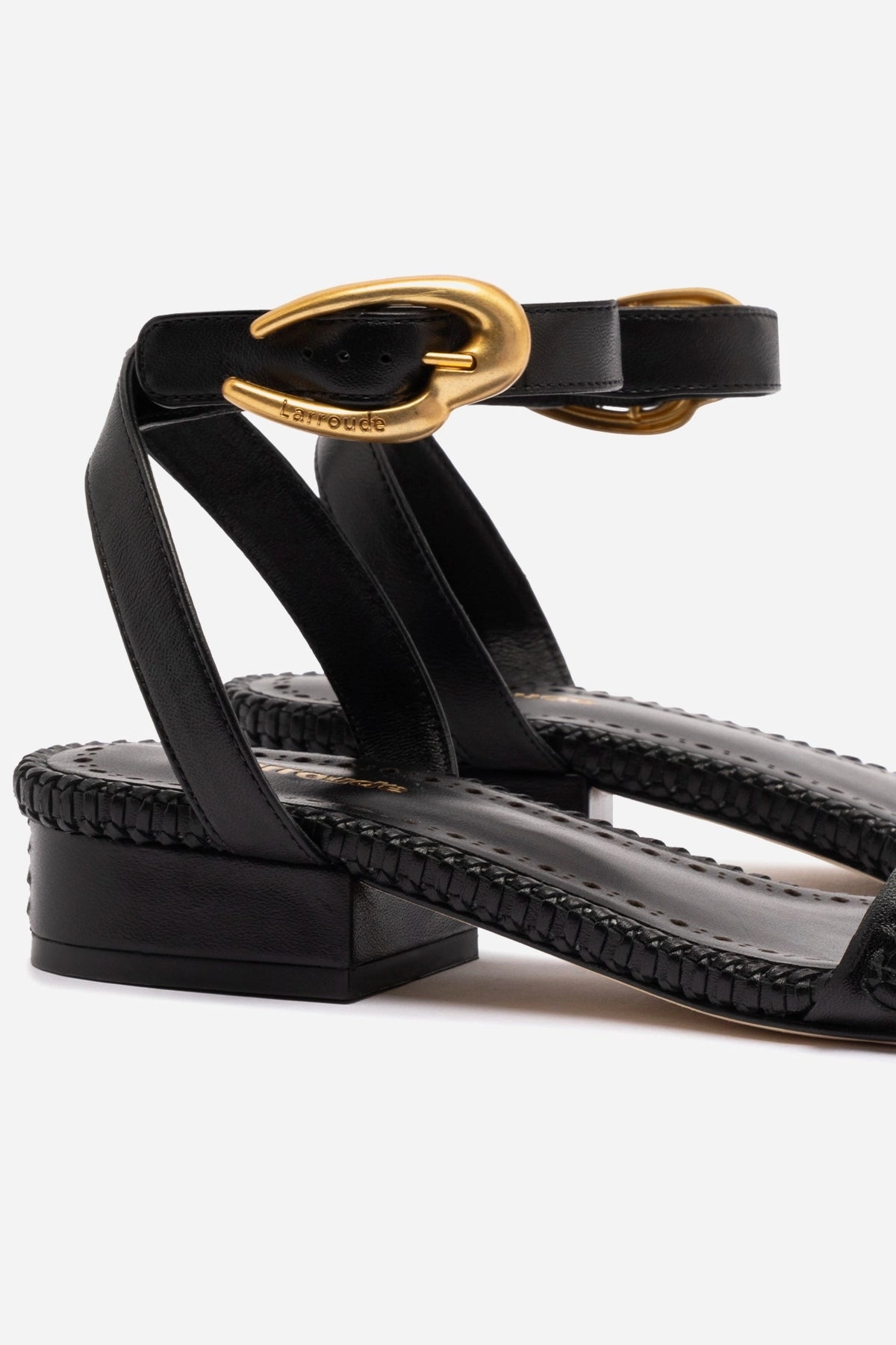 Ultraviolet Resistant Webbing Verona Flat Sandal In Black Leather