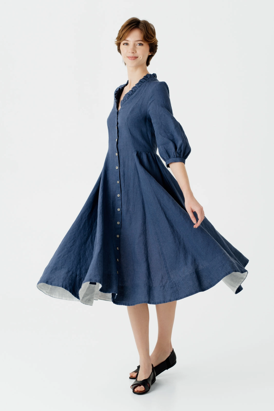 Ophelia Dress, 3/4 Sleeve Polished Look Vintage Style