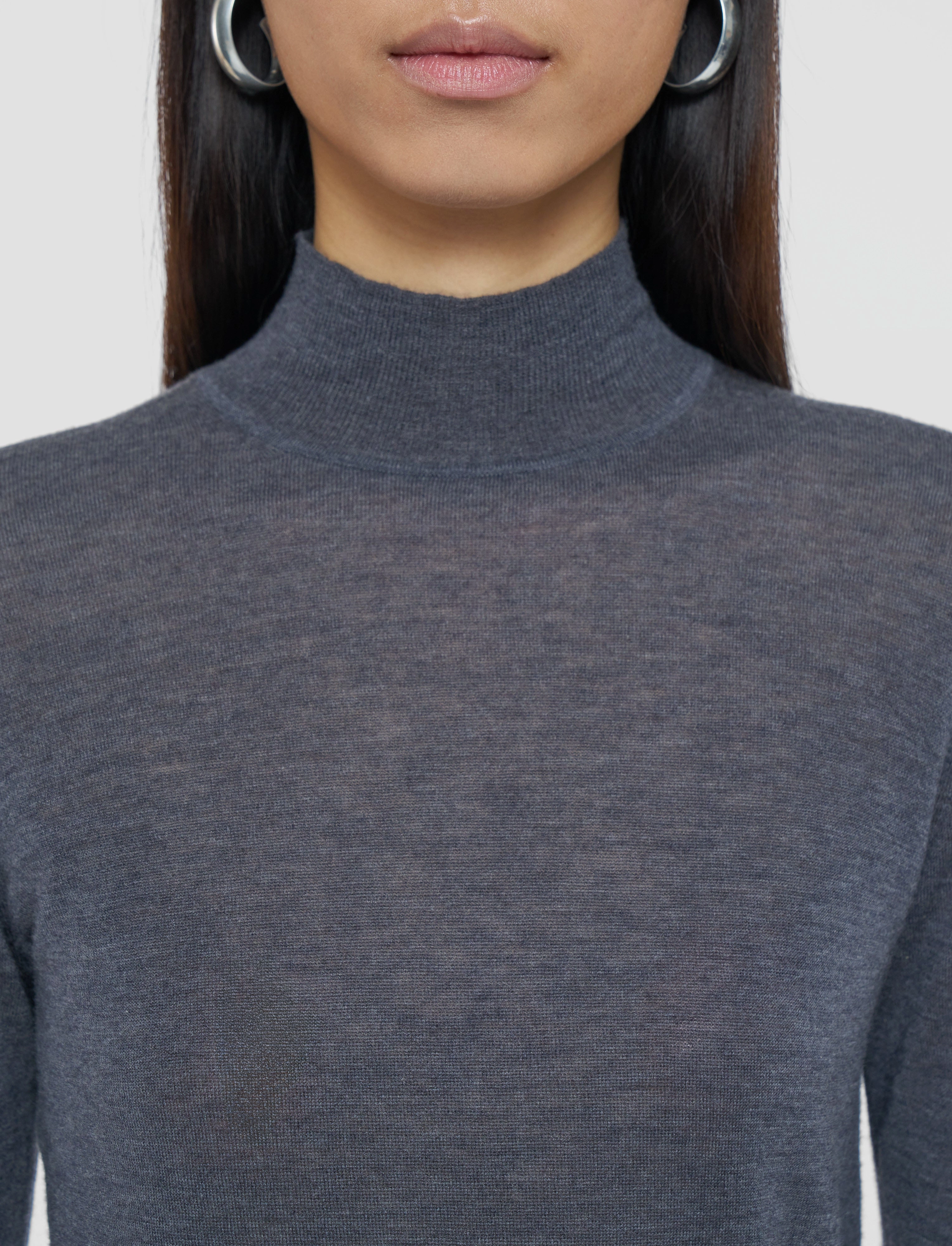 Zero Waste Knitting Technique Soft Stretch Overlay Cashair Mock Neck Jumper