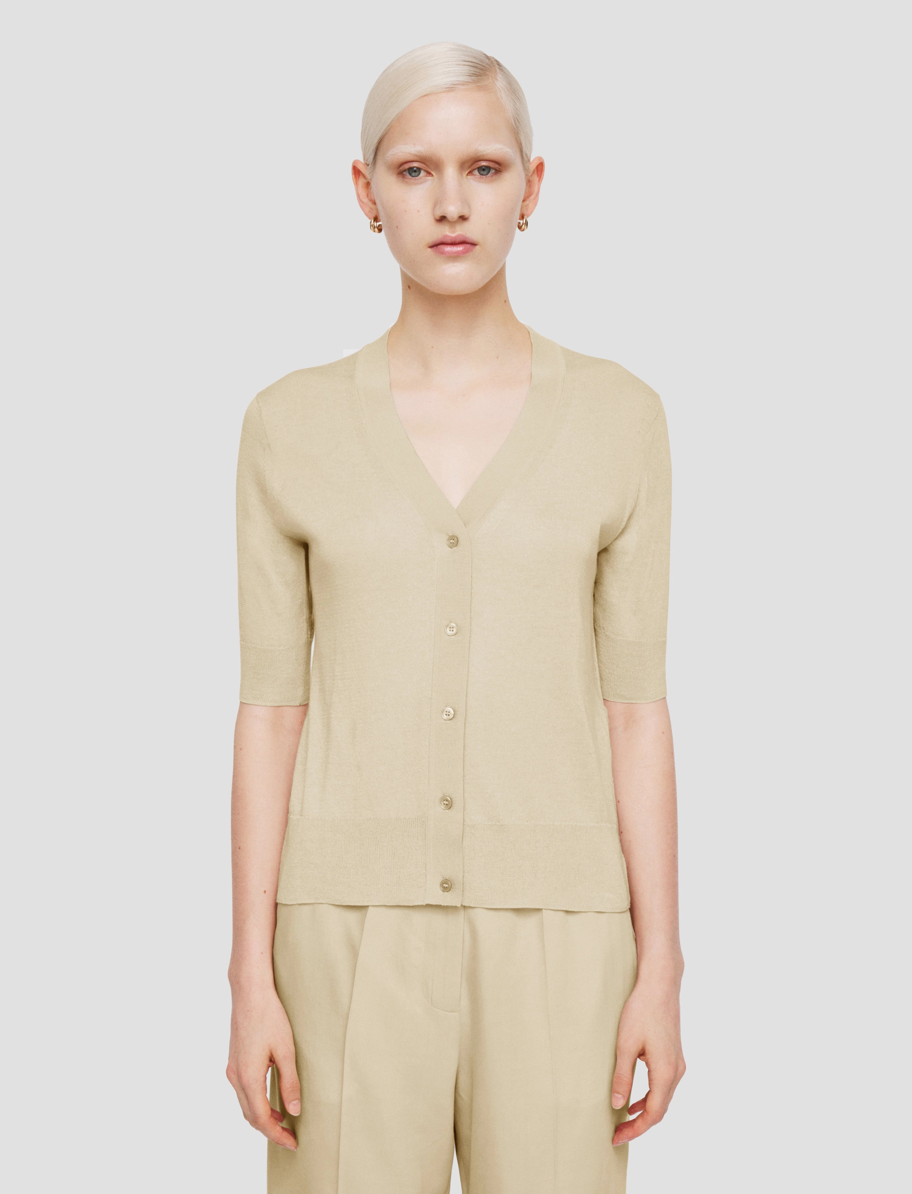 Superfine Cotton Silk Cardigan Surface Pilling Resistant