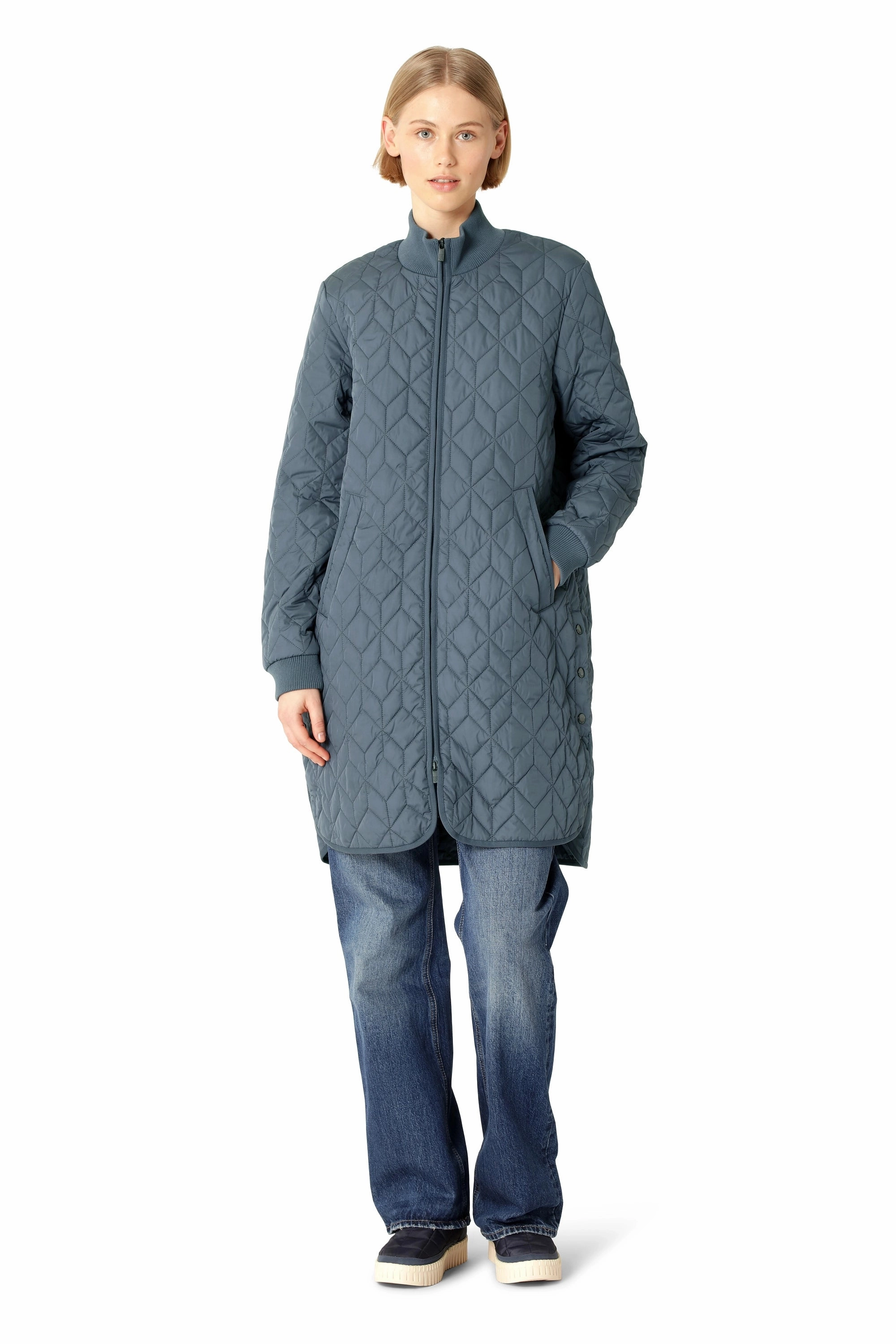 Casual Zip Off Detailing Padded Quilt Coat