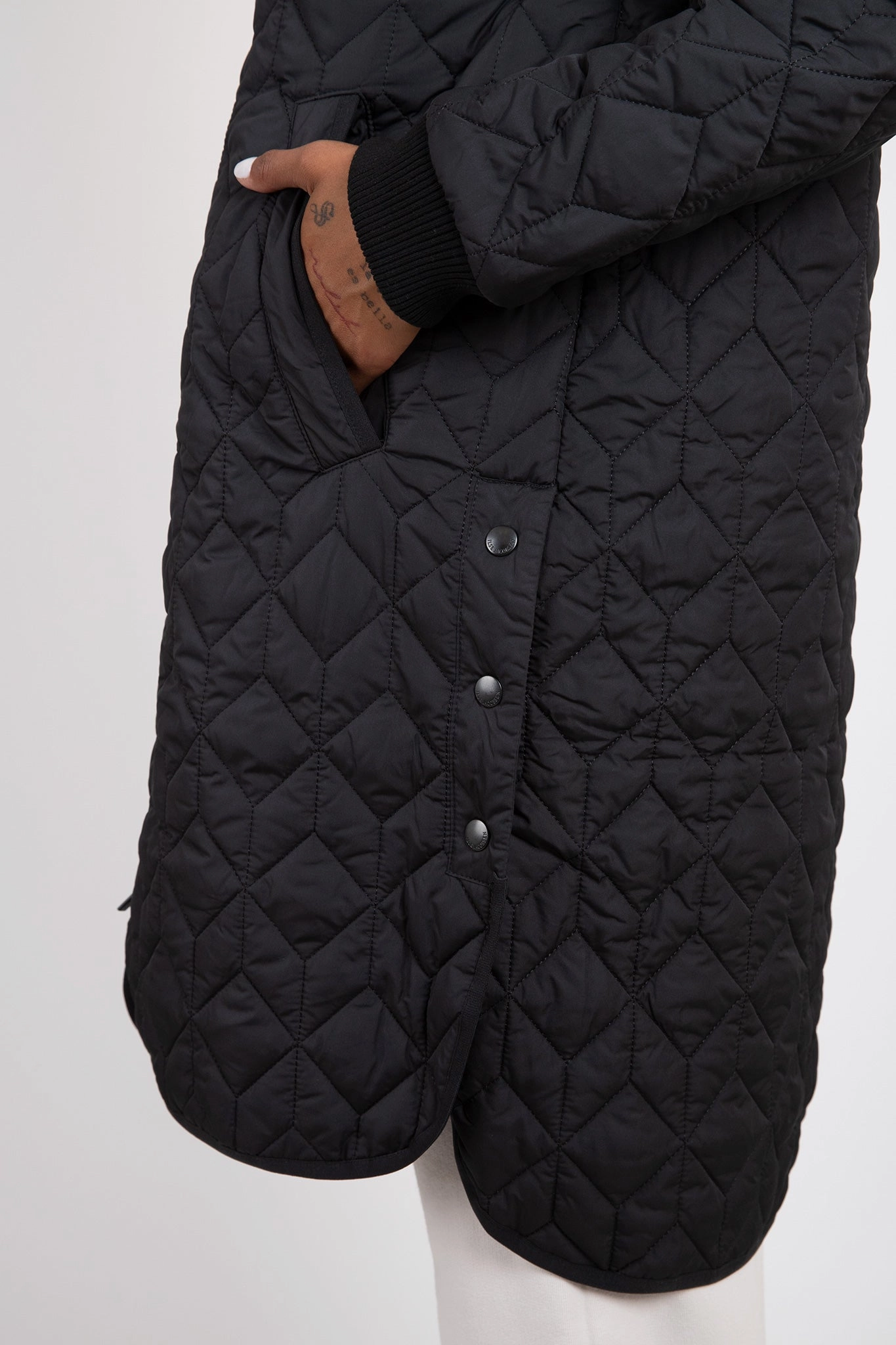 elastic waistband Padded Quilt Coat