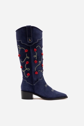 Paloma Boot In Navy Suede Flexible Firm Hold