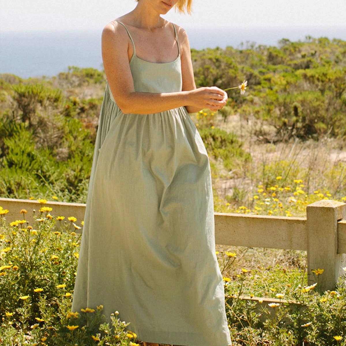 Fall Flow Party Safe COTTON SLIP DRESS WITH LARGE POCKETS_CWDMD2171