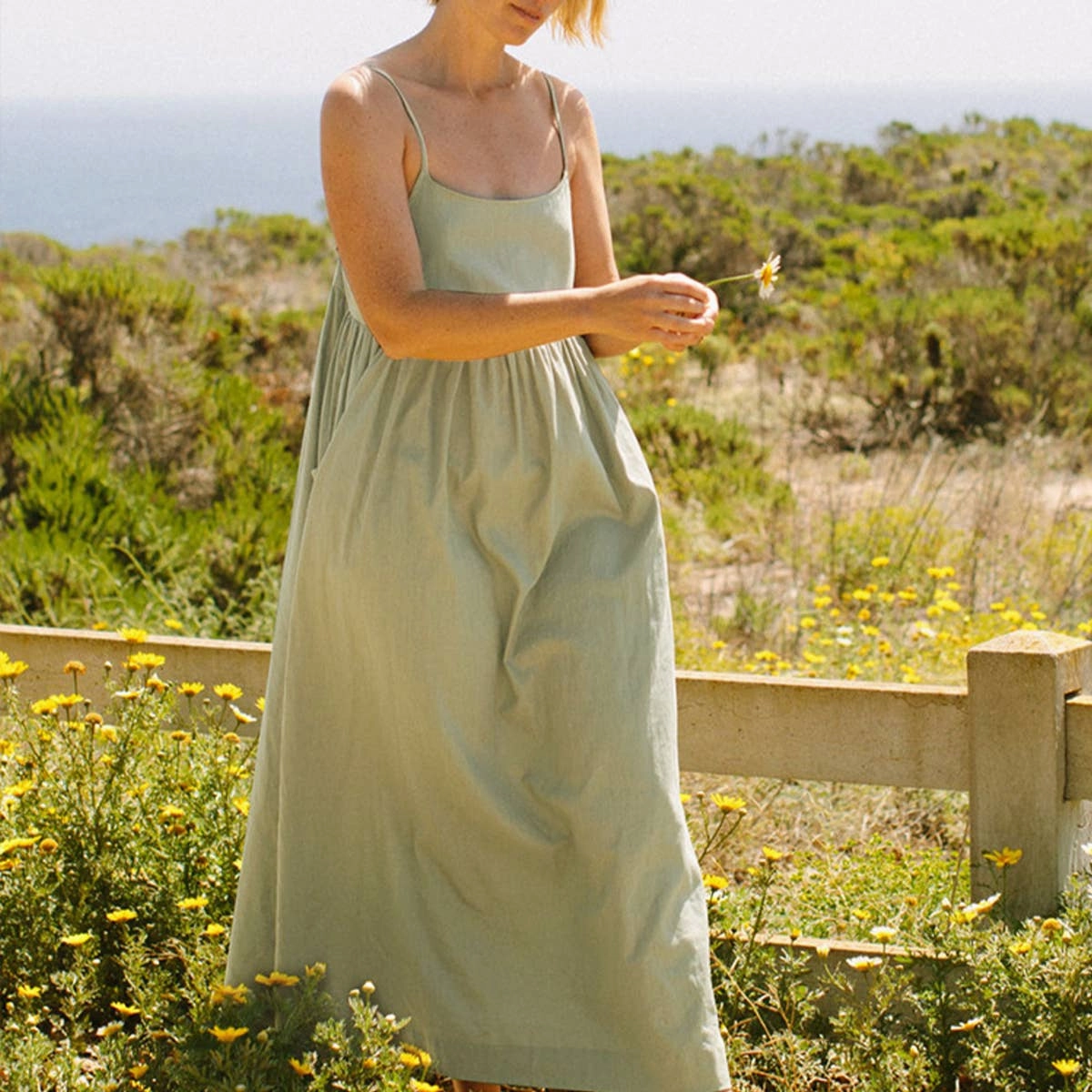 COTTON SLIP DRESS WITH LARGE POCKETS_CWDMD2171 Soul Warm