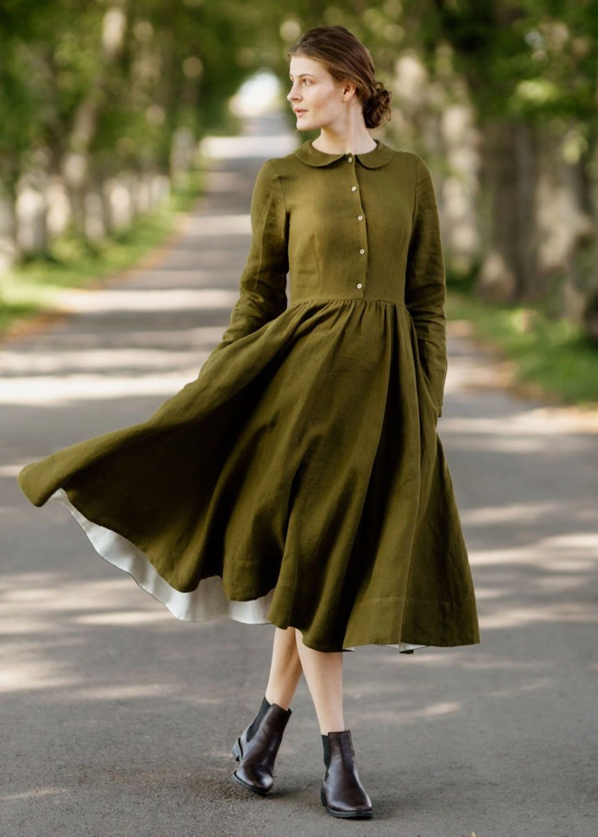 Feminine Energy Holiday Wear Classic Dress, Long Sleeve