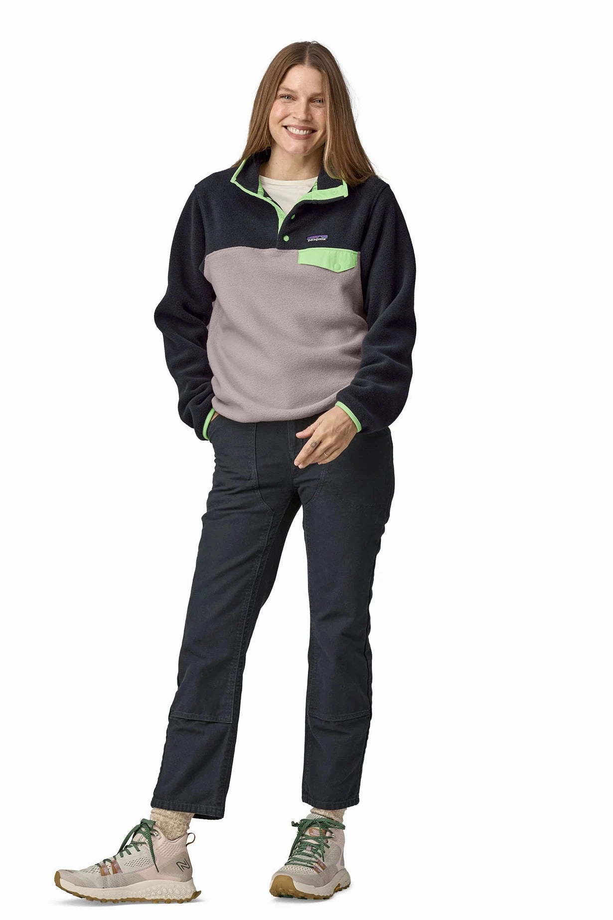 Lightweight Synchilla? Snap-T? Fleece Pullover Sporty Look Stand Collar