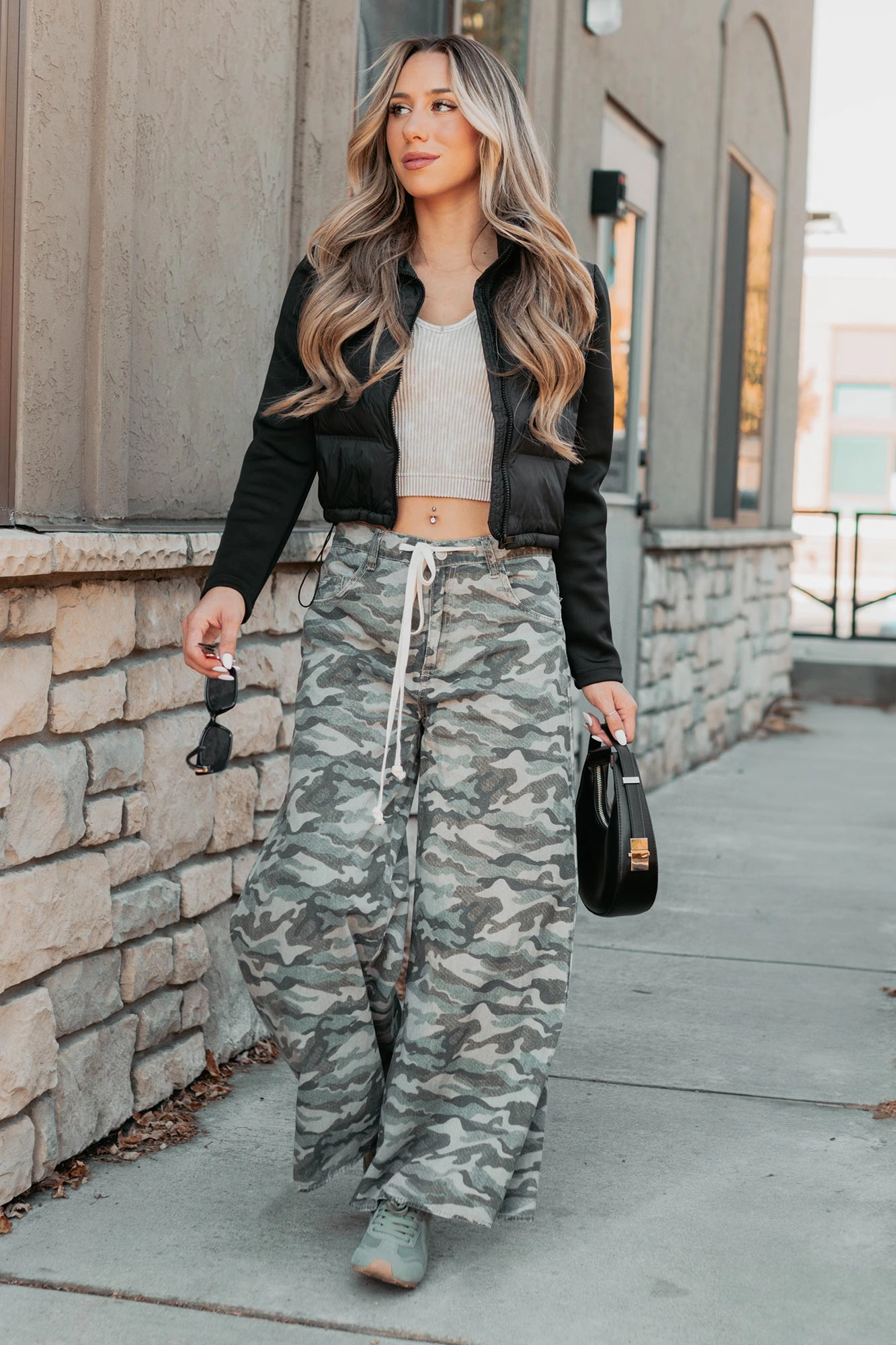 Patrick Drawstring NoaBoa Denim Pants (Camo/Green) Neutral Lightweight Night Out Everyday Holiday Vibes