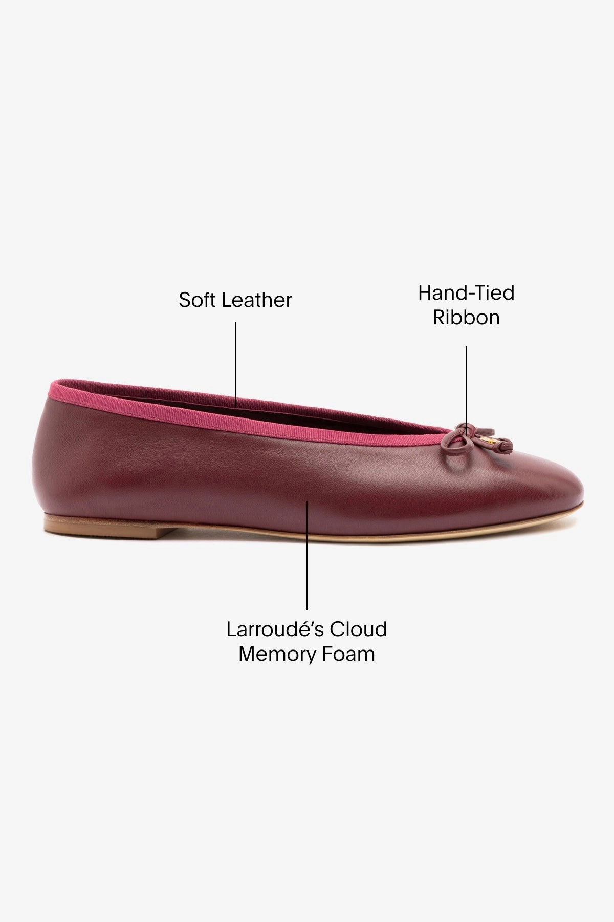 Pavlova Ballet Flat In Burgundy Leather Everyday Look Park Game