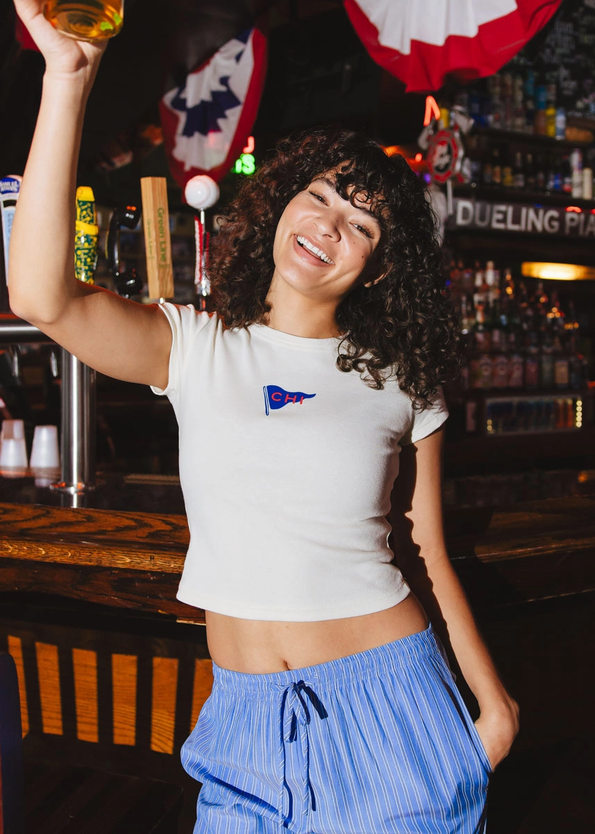 QuickDry Performance Pennant Icon Baby Tee - Ivory