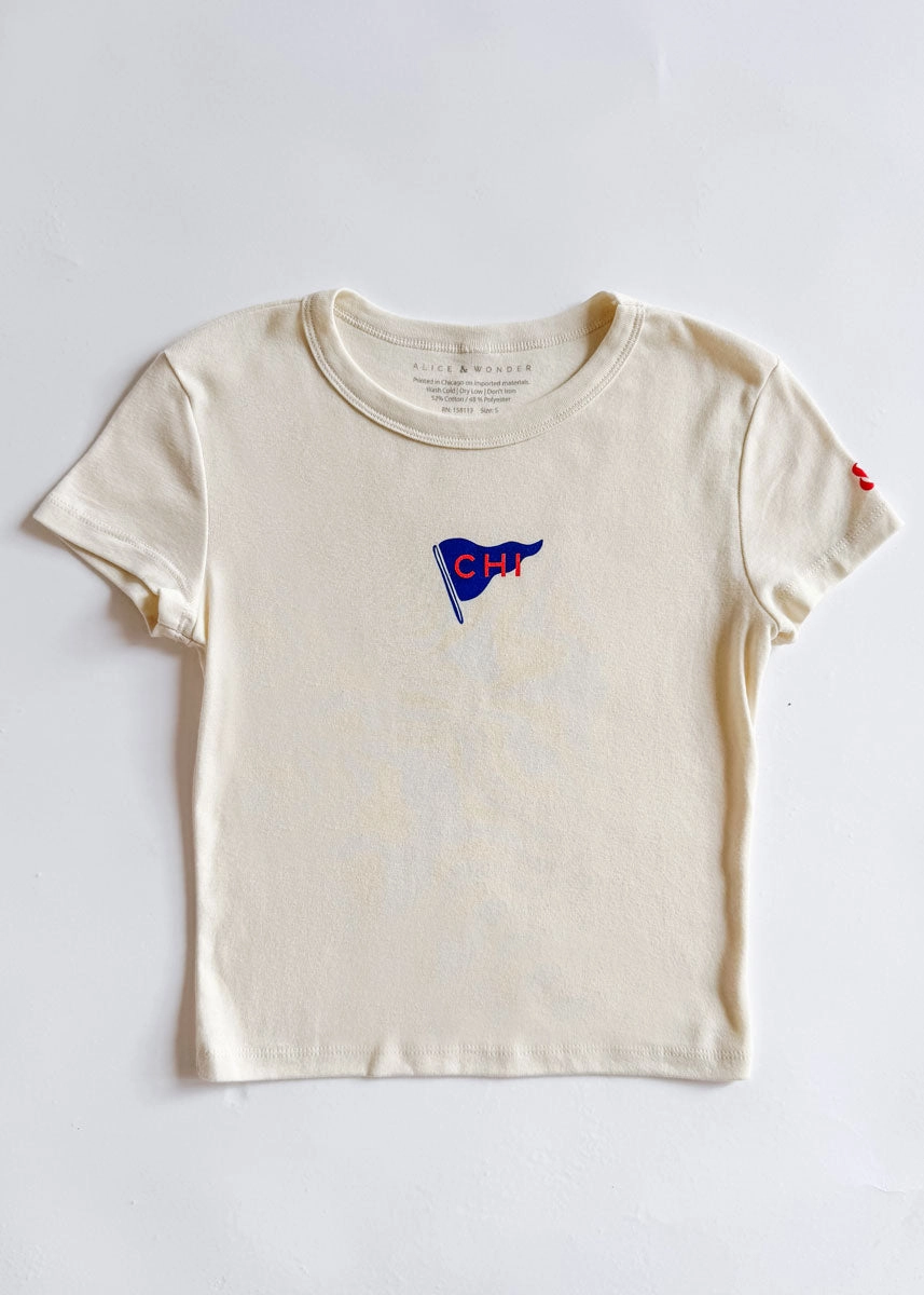 DoubleLayered Pennant Icon Baby Tee - Ivory