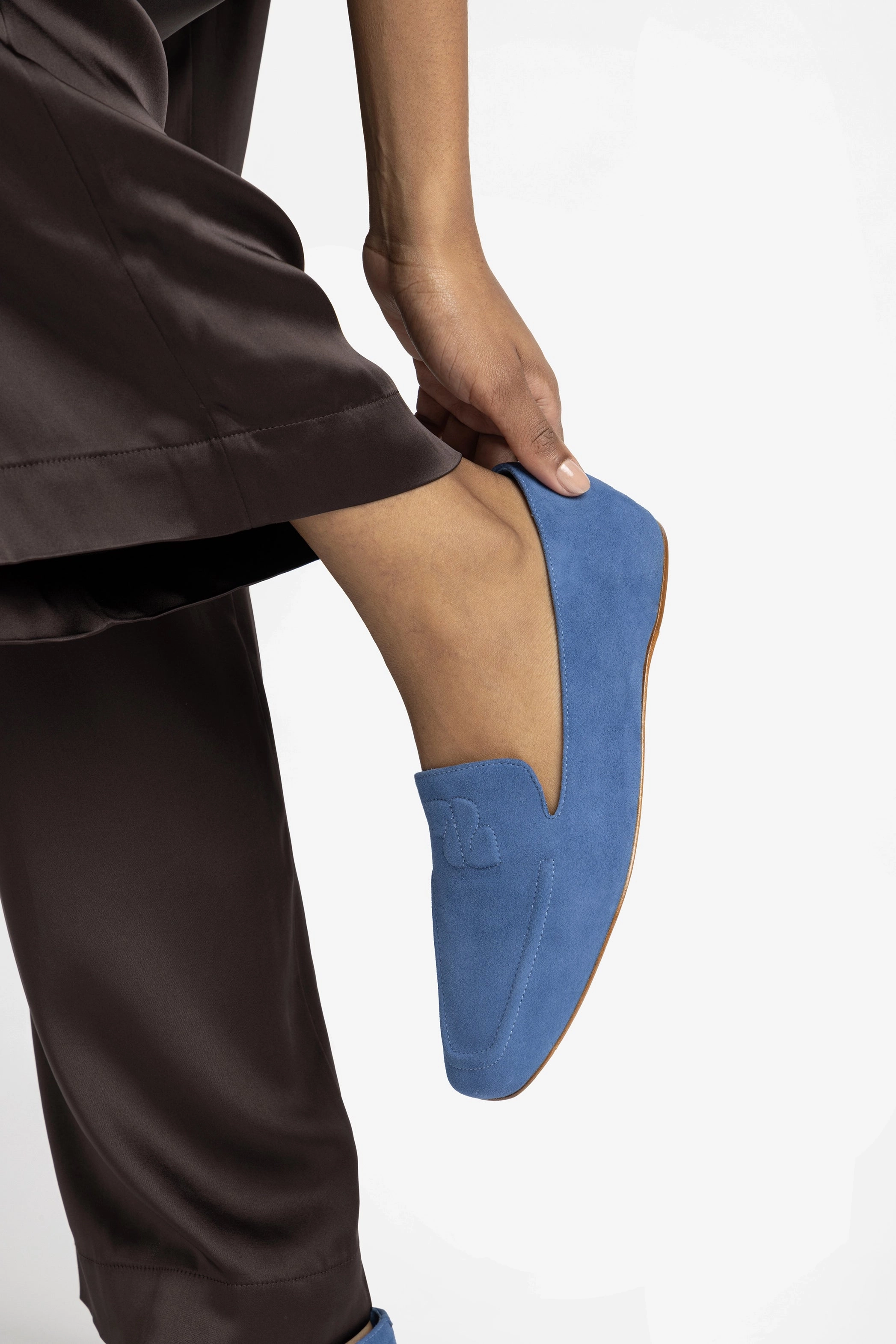 Penny Loafer In Blue Stoned Suede All-Purpose Comfort Arch Fit