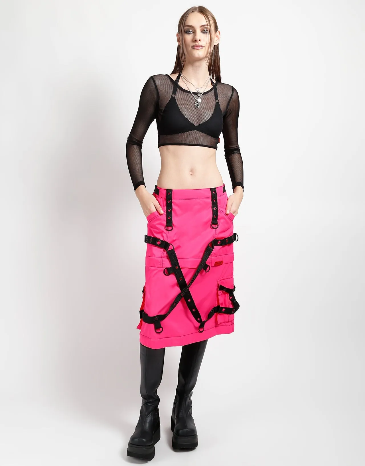 ZIP OFF MEGA NYLON SKIRT NEON PINK Sport Fit