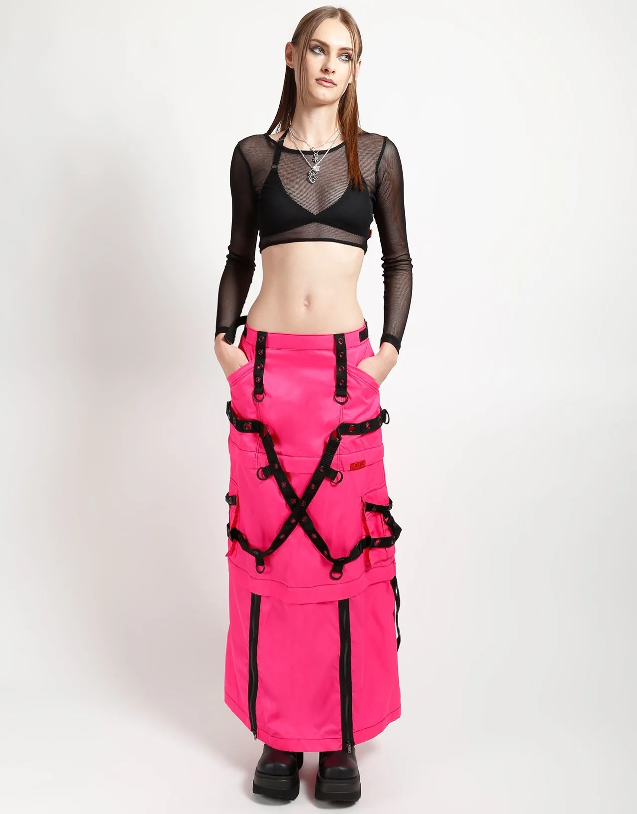 ZIP OFF MEGA NYLON SKIRT NEON PINK UVProtectiveLayer StretchMaterial