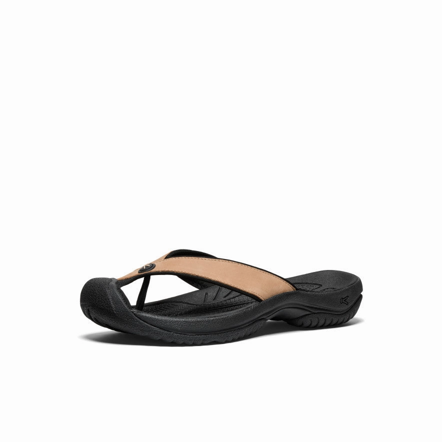 Men's Waimea Leather Flip-Flop  |  Cornstalk/Black Reinforced Stitch Bonding