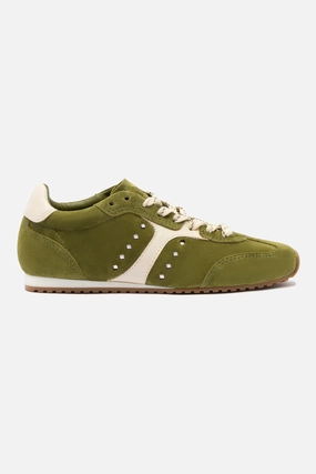 Stella Sneaker In Seaweed Suede and Ivory Leather All-around traction Classic Comfort