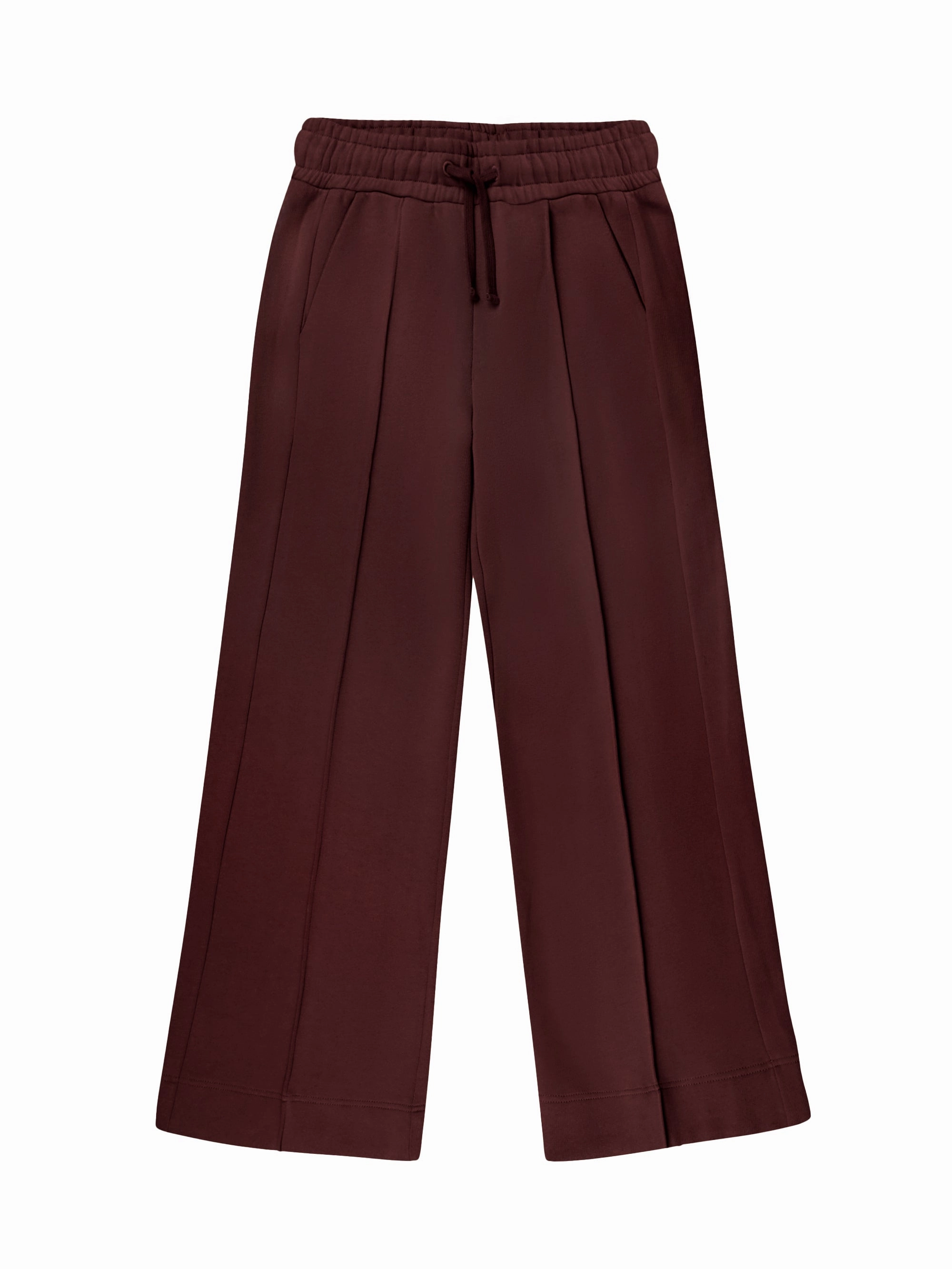 Four Way Stretch Petite Chocolate-Brown Wide-Leg Sweatpants
