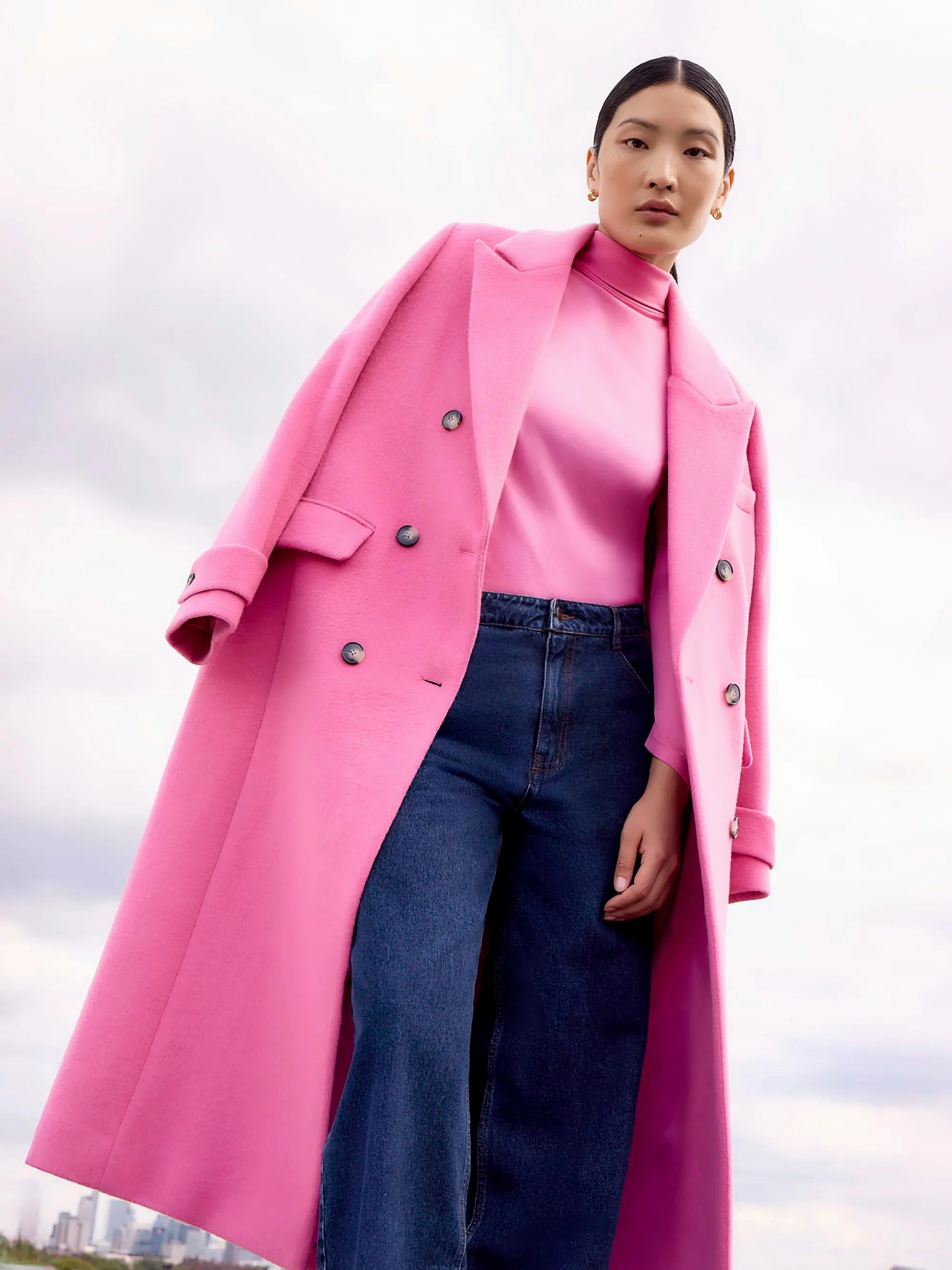 Bonded Zippers Pink Wool-Blend Coat