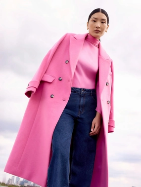 Bonded Zippers Pink Wool-Blend Coat