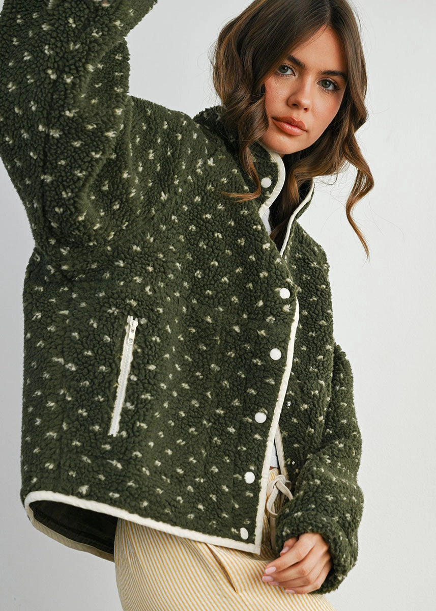 Sleek Layer Fit Pippa Fleece Puffer Jacket - Olive & Taupe